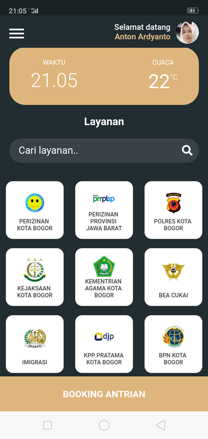 Tampilan Layar Antrian Booking Online Grha Tiyasa Kota Bogor