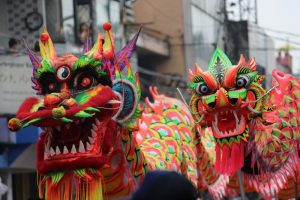 head of dragon in Bogor Lantern Festival or Cap Go Meh 2017