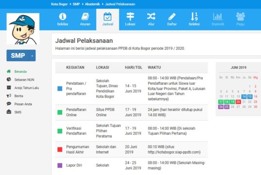 Jadwal Pelaksanaan PPDB Online Kota Bogor 2019