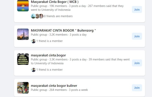 Jumlah Grup Masyarakat Cinta Bogor di Facebook 2